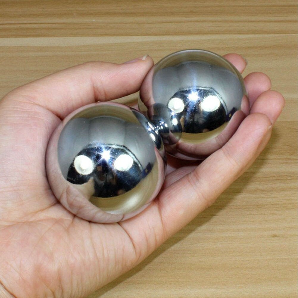 2pcs Health Care Hand Massage Portable Fitness Equipment Silver Durable Stress Relief Baoding Balls Strength Finger Exercise
