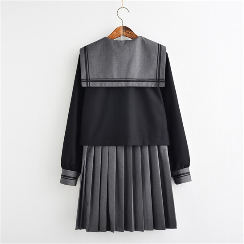 Japan Uniform Soft Girl Long Sleeve Sailor Suit Female Middle School Student Wear School Uniform Black College Style