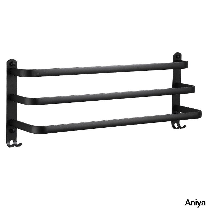 Badkamer Handdoekenrek Wall Mounted Handdoek Hanger Alle Zwarte Handdoek Houder 30-60Cm Handdoek Bar Keuken Handdoek Houder badkamer Accessoires