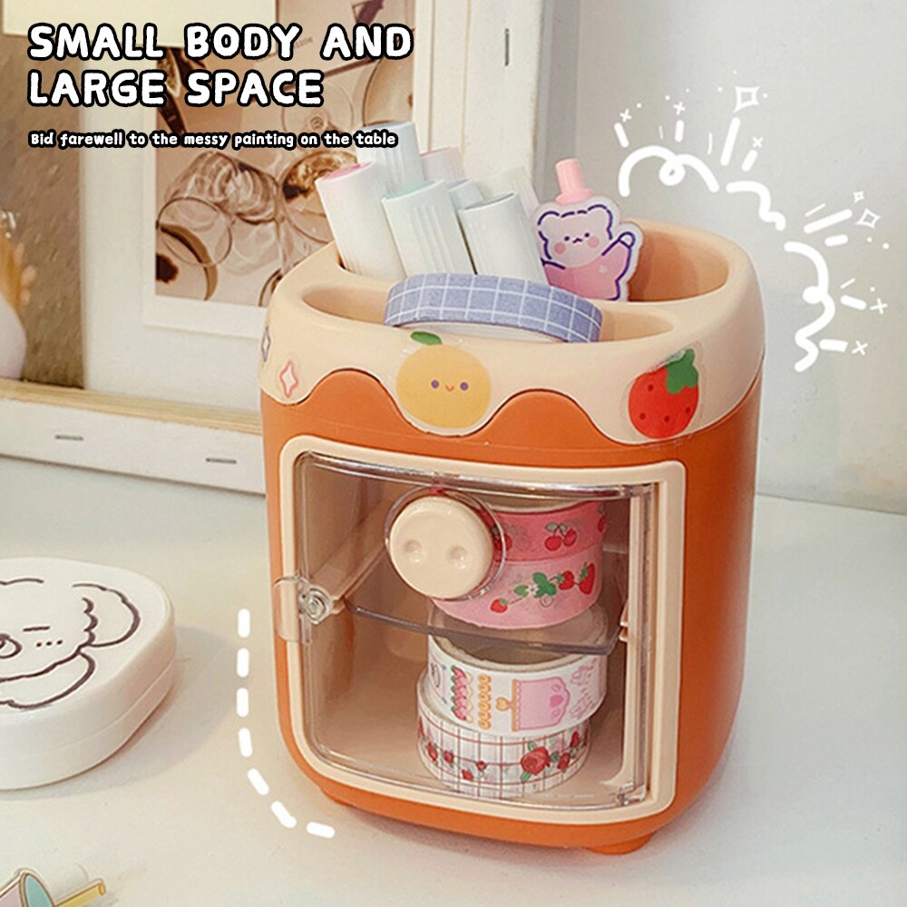 Multifunctional Pen Holder Cup with Removable Partition Make-up Tools Organizer Desktop Storage Magnetic Window EIG88