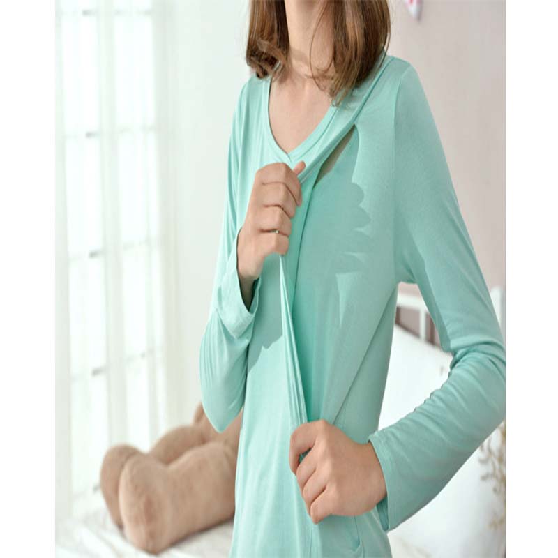 2pcs/set Maternity Nursing Pyjamas Long Sleeve Pregnant Women Side Front Open Sleepwear Breastfeeding Pajamas Set for Pregnancy