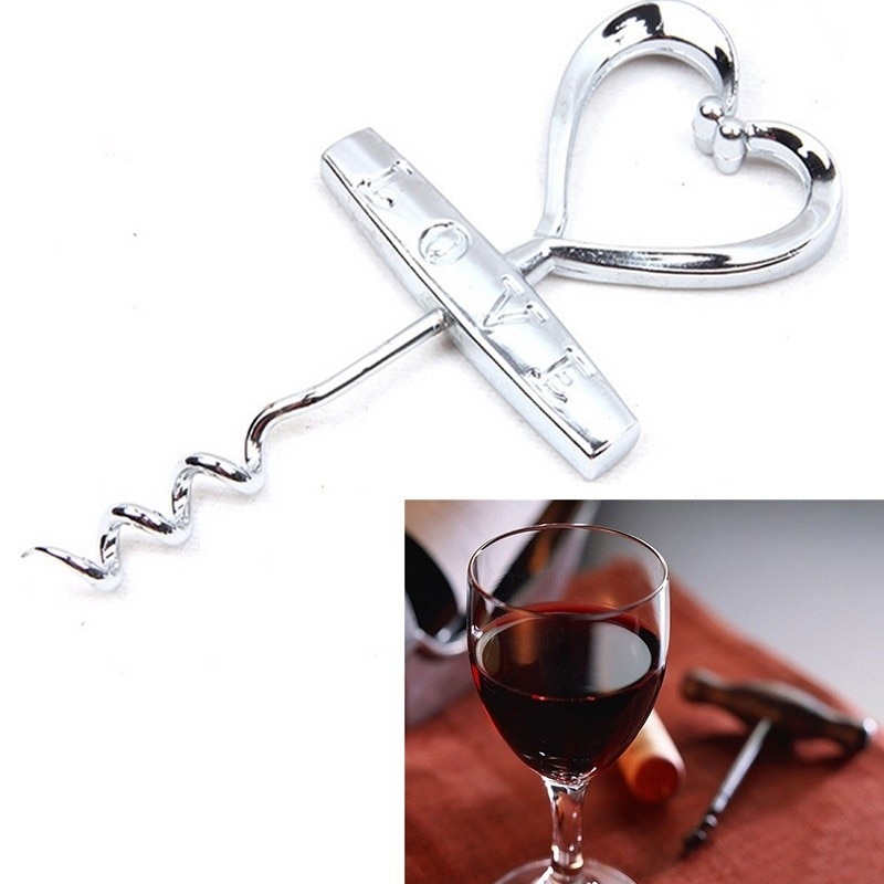 Metal Red Wine Bottle Opener LOVE Heart Shape Screw Corkscrew Can Opener Valentine's Day Wedding Party Kitchen Bar Tool