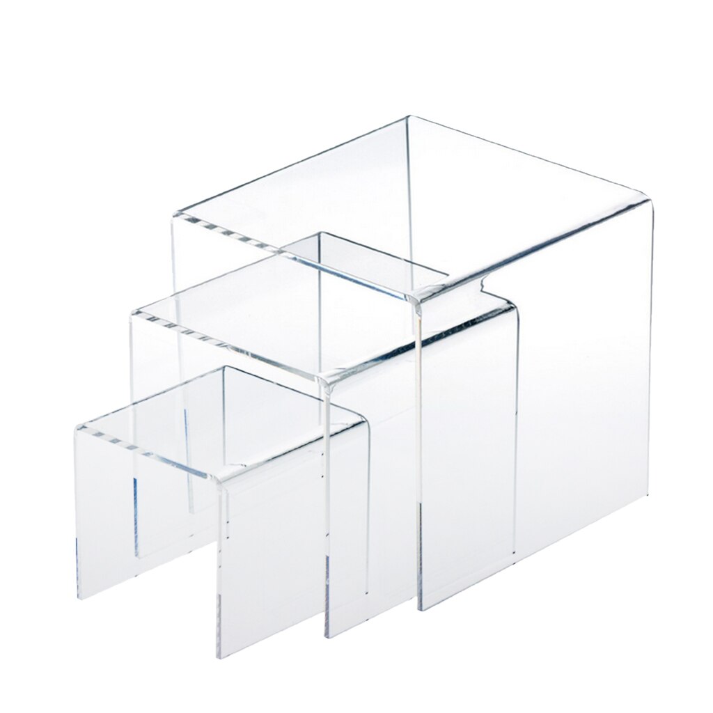 3'' 4'' 5'' Square Acrylic 1/8" Riser Display Stands Showcase Set Clear