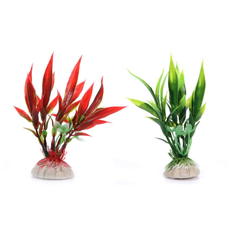 Bedste pris kunstig akvarie plante dekoration akvarium dykbar blomst græs ornament 10 stile valgfri 10-30cm