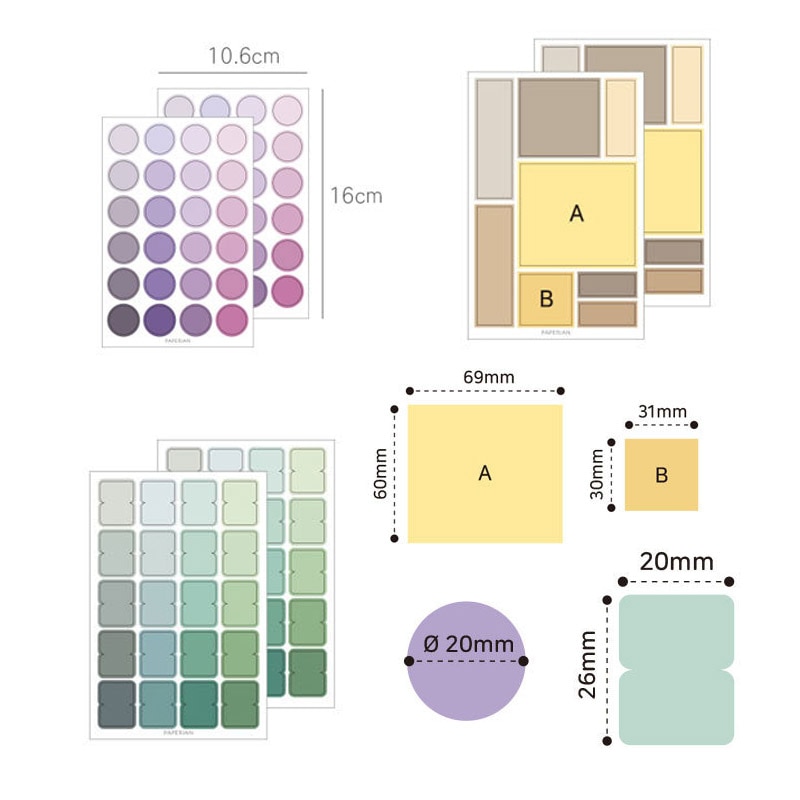 76Pcs Leuke Effen Kleur Stickers Kawaii Dot Papier Sticker Voor Kids Diy Scrapbooking Albums Briefpapier Stickers Levert