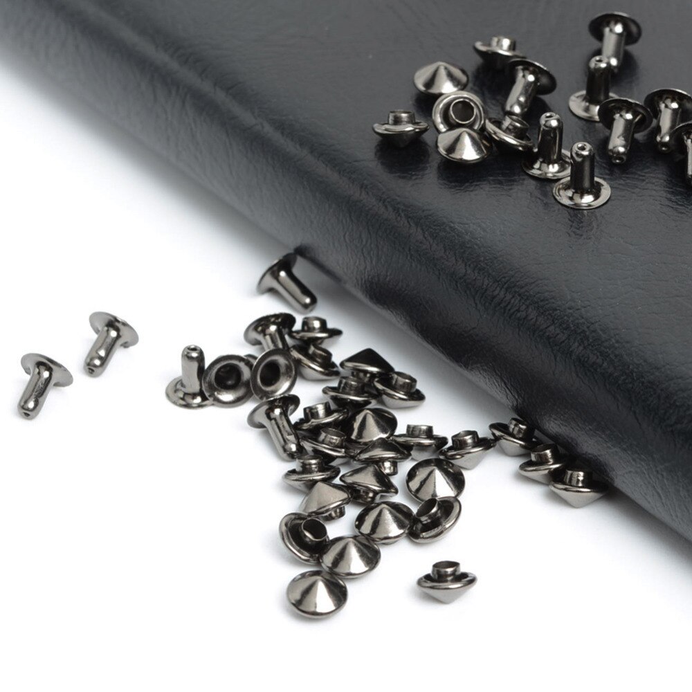 100Set Black Metal Mushroom Rapid Klinknagels Studs Spots Nailhead Spike Leather Craft Armband Kleding Kleding Naaien Kledingstuk Klinknagel