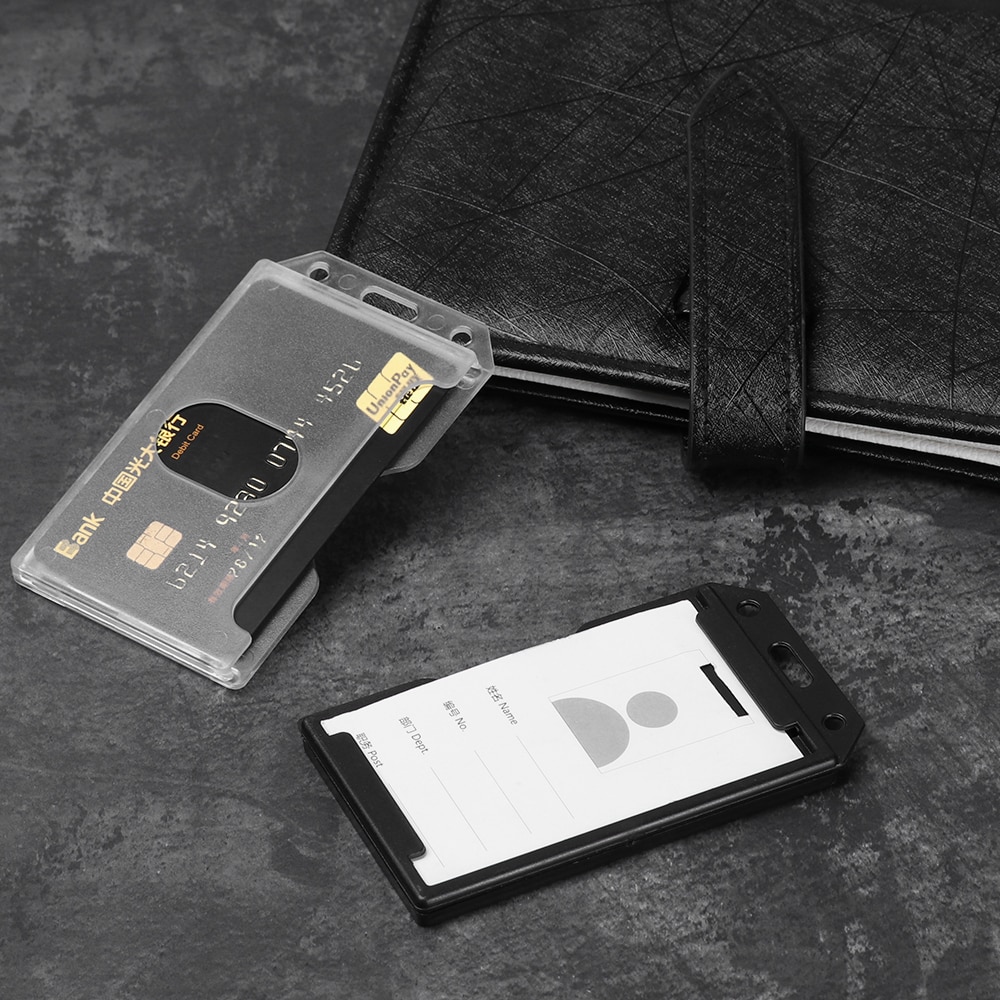 Plastic Unisex Badge Work ID Card Holder Durable Protector Cover Case Transparent White Box