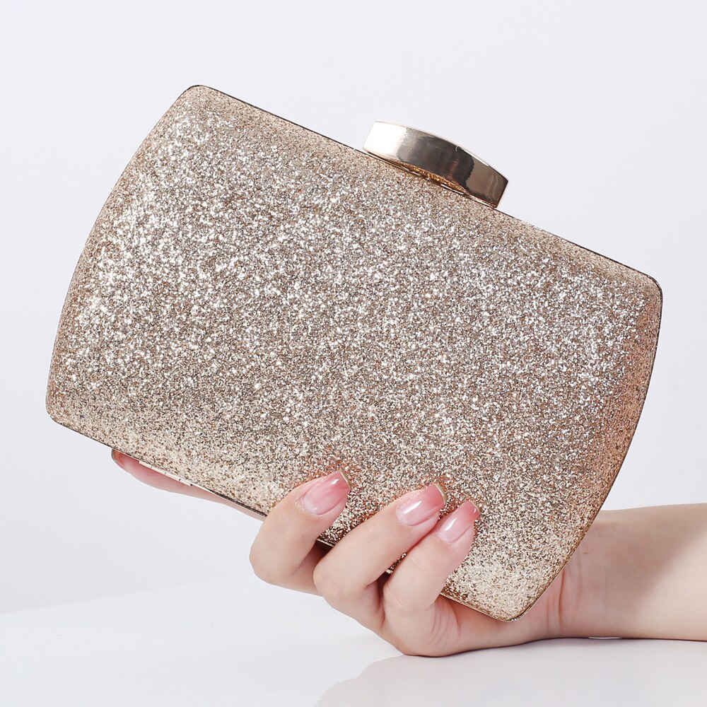 Vrouwen Sequin Shiny Avond Handtas Metalen Avondtasje Keten Schoudertas Gold Bridal Clutch Purse Bag Luxe Bruiloft Portemonnee