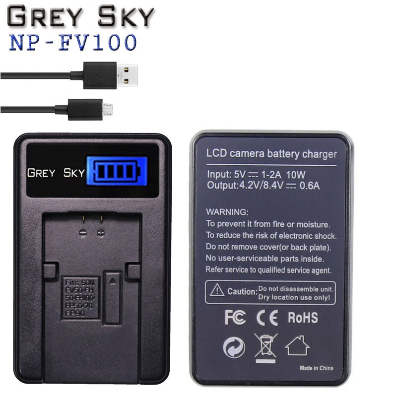 2 stk 4200 mah np  fv100 np-fv100 fv100 batterier + lcd usb-lader til sony np -fv30 np-fv50 np-fv70 sx83e sx63e fdr -ax100e ax100e