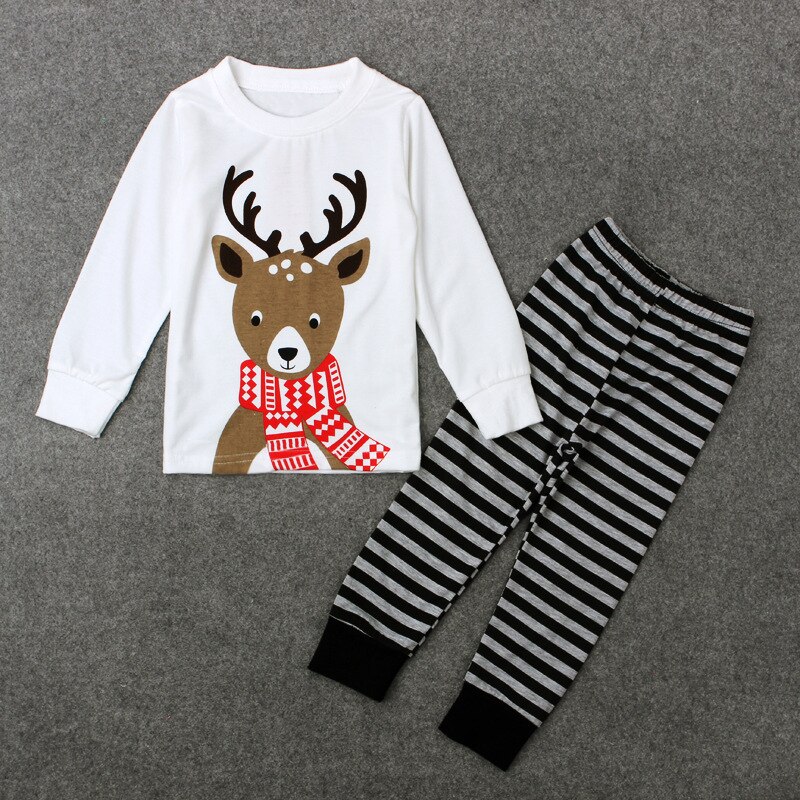 Height 90-120cm Boy Christmas Spring Autumn Long Sleeve Tops Cotton Striped Trousers Pajamas Two-Piece Suit Ins