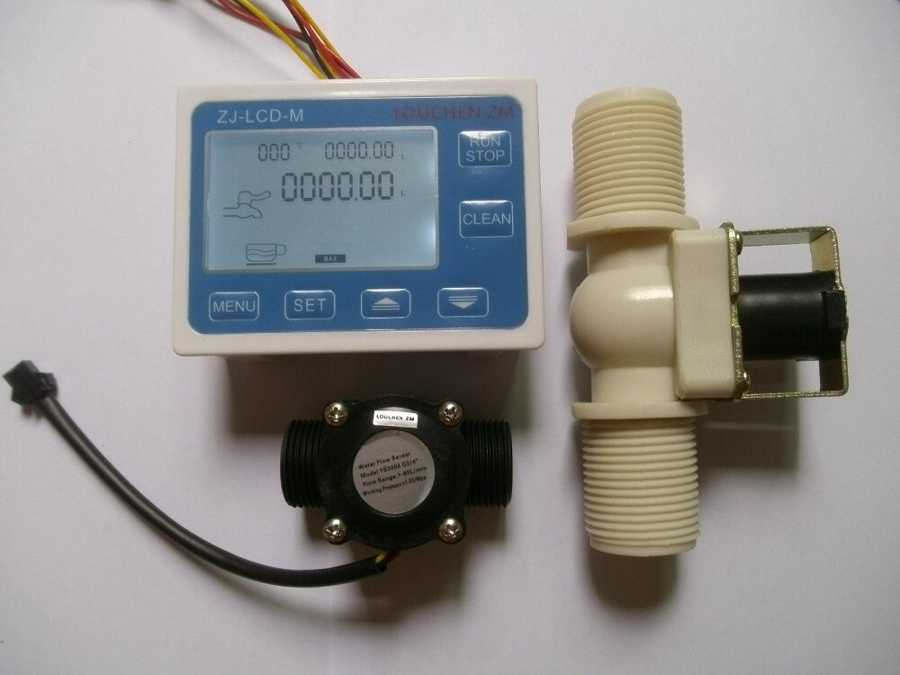 3/4&quot; Water Flow Control LCD Meter + Flow Sensor + Solenoid Valve