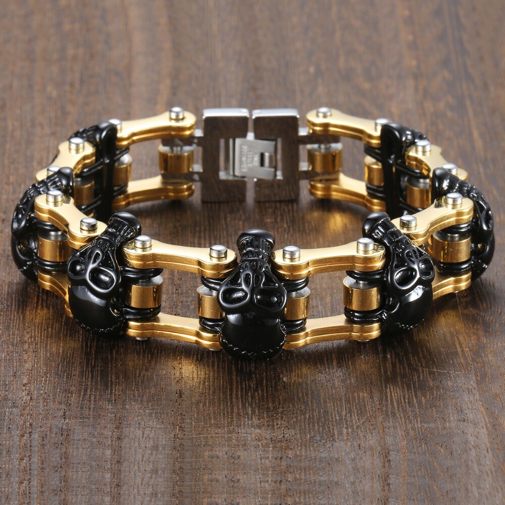 Trendsmax 22cm heren schedelarmband 316l roestvrijstalen armband biker fiets link heren sieraden hbm 66