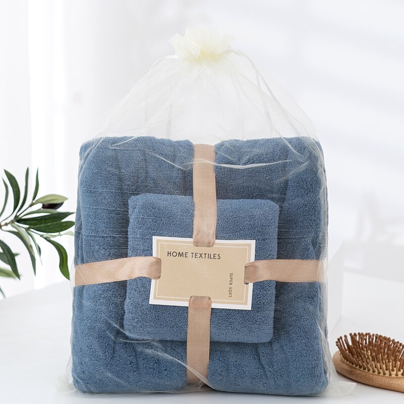 Microfiber Handdoek Set Coral Fleece Absorberende Haar Zwemmen Gezicht Hand Badhanddoek Sets Microvezel Badkamer Handdoeken Sets: Blue1