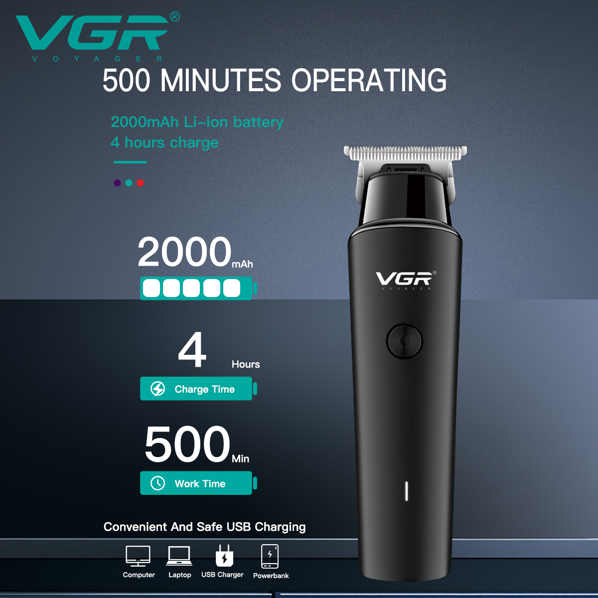 VGR Hair Trimmer Hair Clipper Hair Trimmer Haircut Machine Cordless Electric T-Blade Zero Cutting Machine V-933