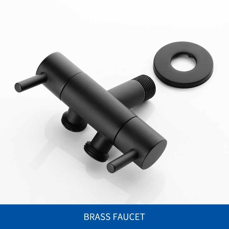 Solid mässing toalett bidé sprayventil svart handhållen bidé kran rengöringsset bärbar bidé dusch set dusch kit