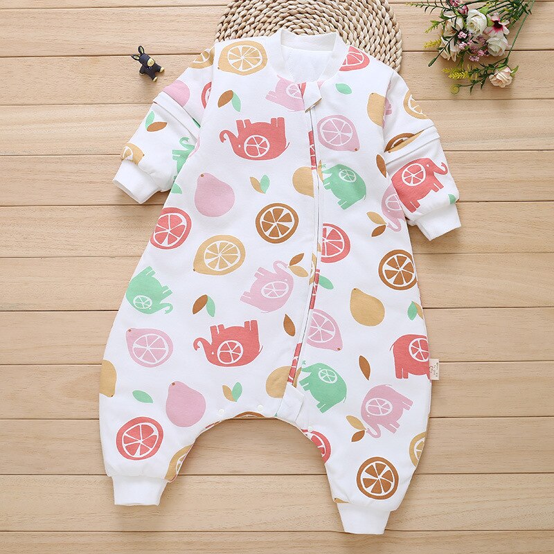 Pasgeboren Baby Jongen Meisjes Lange Mouw Romper Bodysuit Slaapzak Pyjama Outfit Baby Katoenen Overall Slaapzak: Powder Elephant / 6m