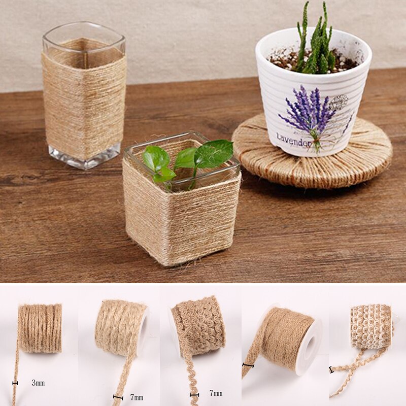 Corde de ficelle en toile de Jute hessienne, 5M, en toile de Jute naturelle, pour emballage , fournitures décoratives Vintage pour fête de mariage
