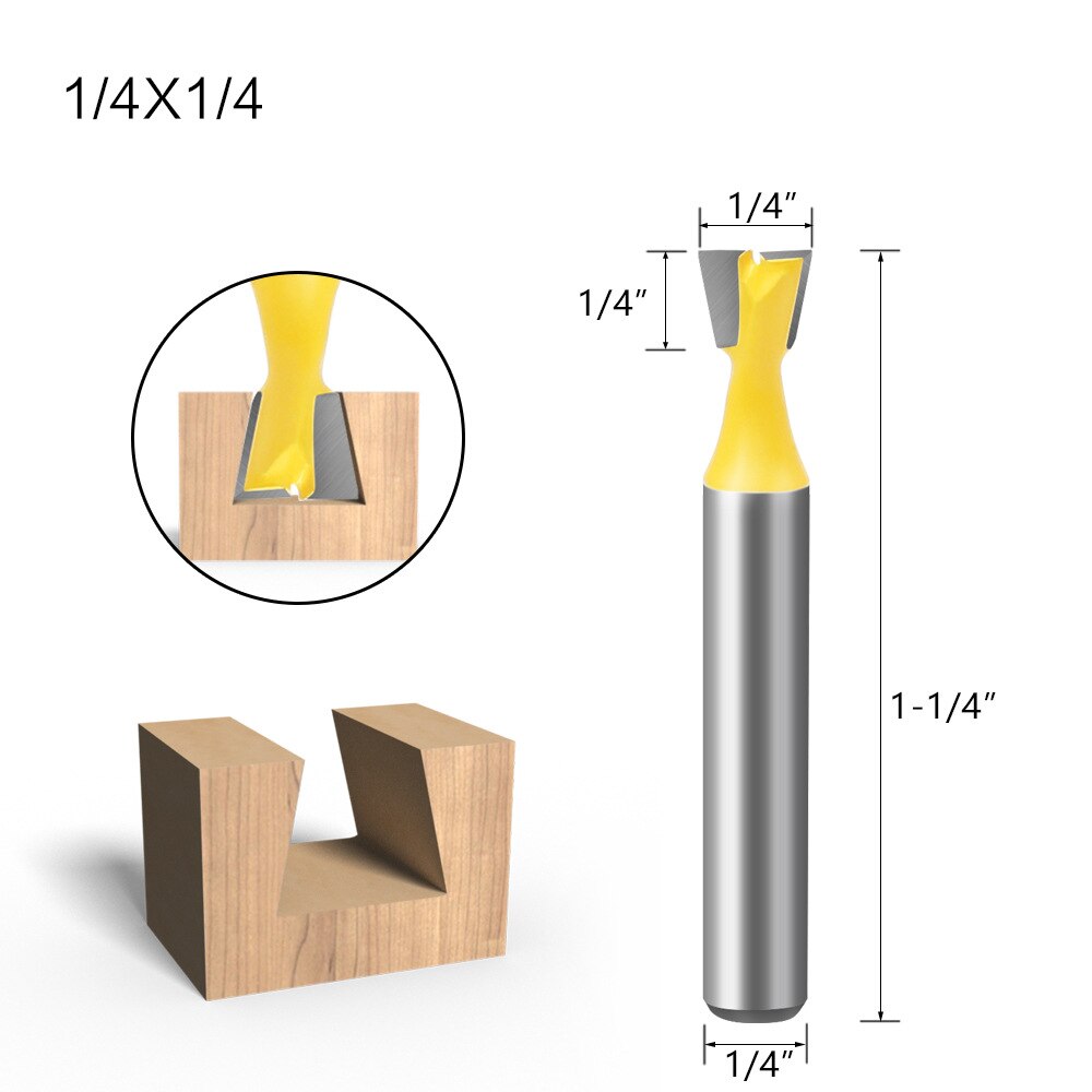 1pcs or 6pcs 6mm Shank 1/4 Dovetail Cutter Joint Router Bits Set 3/8'' 1/2'' 5/8'' 3/4'' Woodworking Tools Engraving for Wood: 6.35x6.35mm