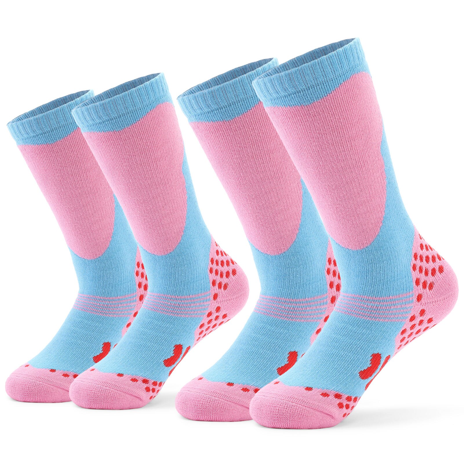 LIXADA 2 Pairs Children Sports Socks Ski Socks Kids Thick Knit Winter Athletic Knee-high Stockings For Ski Cycling: Type 2 / XS
