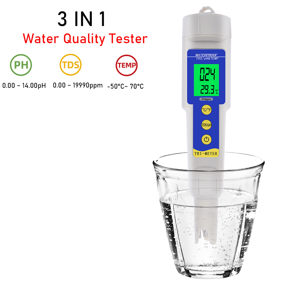 PH meetapparaat TDS-meetinstrument, 4-in-1, digitale waterkwaliteitstester, voor PH/TDS/EC/temperatuur, digitale EC-temperatuurtester voor drinkwater, zwembad, aquarium, laboratorium