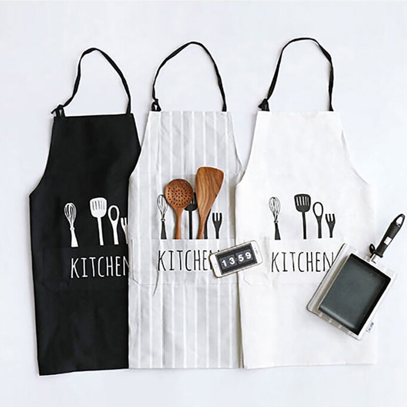 Justerbart print mønster forklæde kok tjener køkken kokke forklæde med lommer polyester vandtæt køkkenredskaber til mand kvinde
