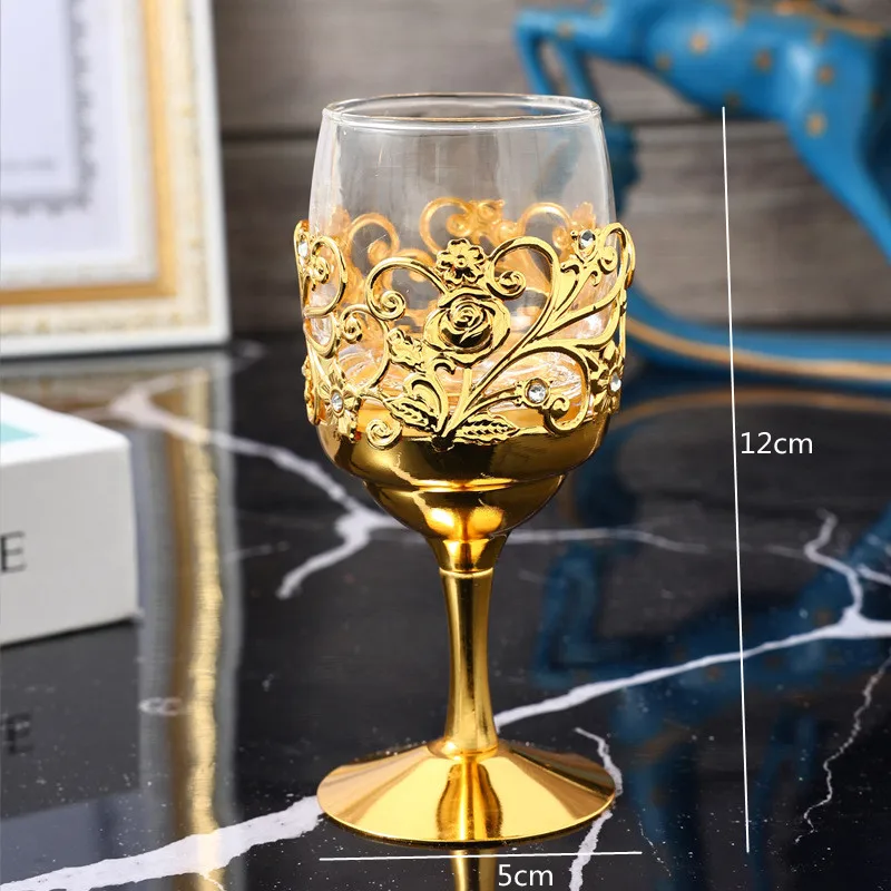 Copas de vino creativas Retro de Ramadán, copa de Vodka, licor, licores, flores doradas, copa de vino de boda de estilo europeo, Vasos: Default Title