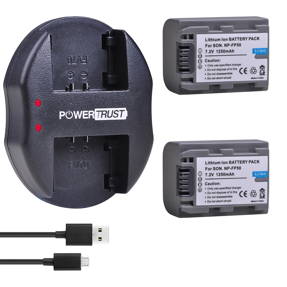 2x NP-FP50 NP-FP51 FP50 Battery and USB Charger for Sony NP-FH30 NP-FH40 NP-FH50 NP-FH60 NP-FH70 NP-FH90 NP-FP30 DCR-HC20 HC30