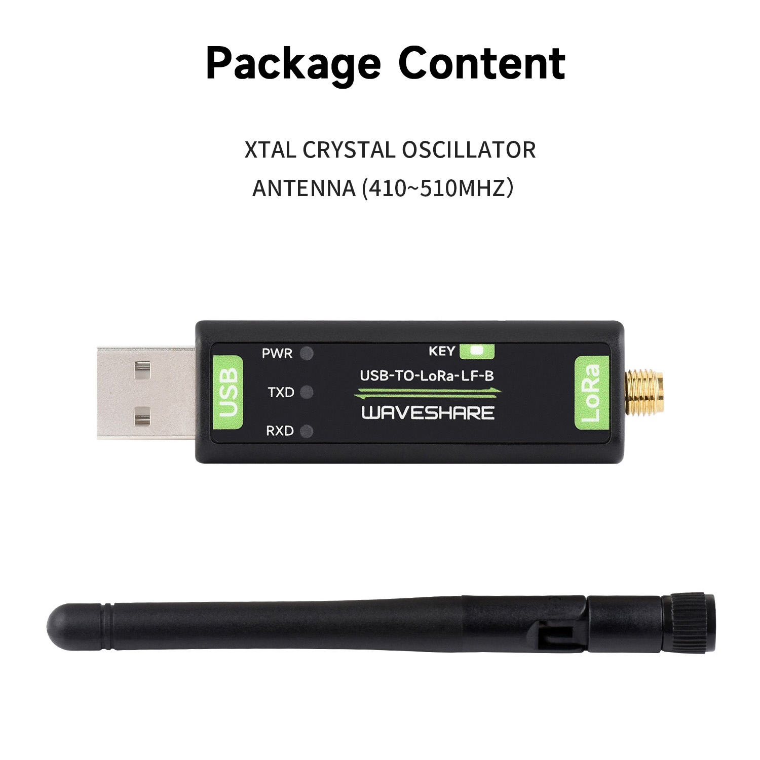 Waveshare usb-zu-lora-datenübertragungsmodul, basierend auf  sx1262, , geeignet für sterben datenerfassung in industrie und landwirtschaft: Schwarz