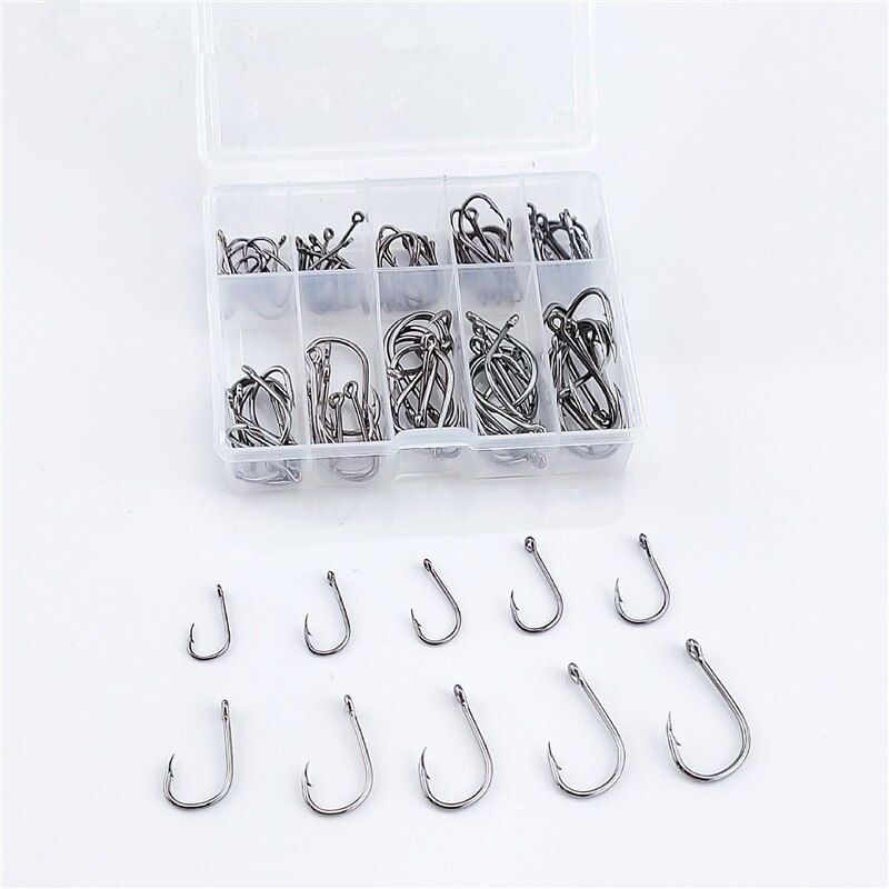 100 Barb Fish Hook Set Carbon Steel Hook Fly Fishing Jump Hook Carp Hook Fishing Chair Accessories Fishing Tools