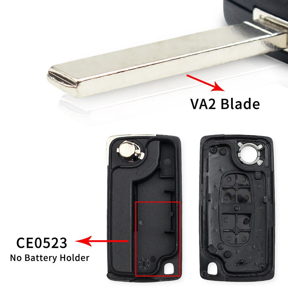 KEYYOU odwróć składany 2 przyciski obudowa kluczyka robić samochodu z pilotem muszla dla PEUGEOT 206 307 308 207 407 408 dla Citroen C2 C3 C4 C5 C6 C8