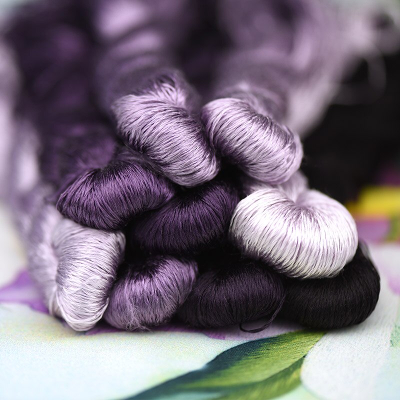 Hilo de bordar de seda/100% hilo de seda/bordado a mano, punto de cruz, morado oscuro/9 colores puros
