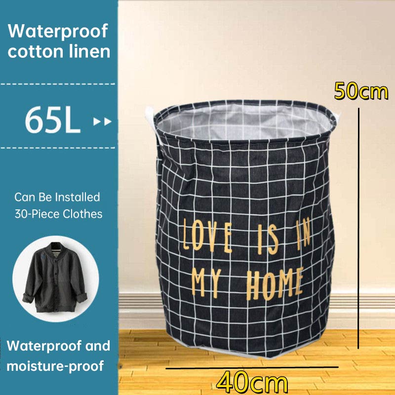 Household Dirty Clothes Hamper Basket Folding Over Sized Toy Storage Bucket Laundry Hampers with Easy Carry Extended Handles: B