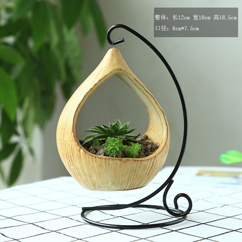 Juego de soportes colgante de madera para decoración de pared, macetas colgantes de interior, jarrón geométrico, contenedor de plantas carnosas con soporte de Metal