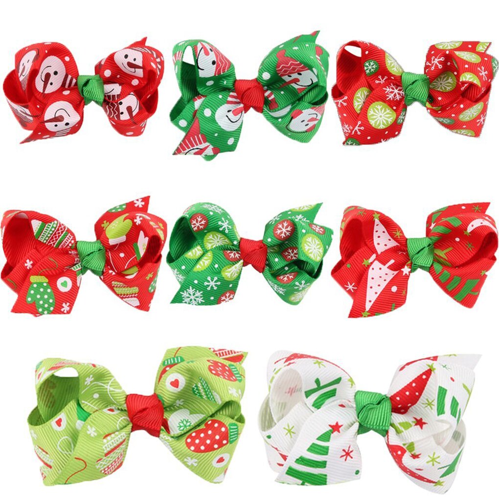 8 sztuk małych dzieci niemowlę dziewczynka ozdoby świąteczne Bowknot szpilka stroik