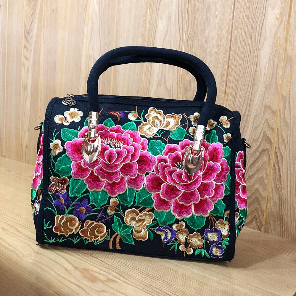 Veowalk-Bolso de mano bohemio para mujer, bolsa de lona bordada con flores, Estilo Vintage, Casual, étnico, para compras, con cremallera, bolso de viaje