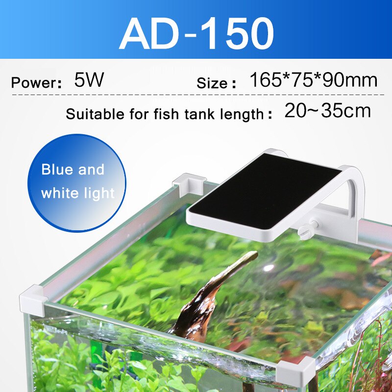 Aquarium LED Light Super Slim Fish Tank Aquatic Waterproof Bright Clip Lamp White LED Plant Grow Lighting 5-24W 220V: AD-150