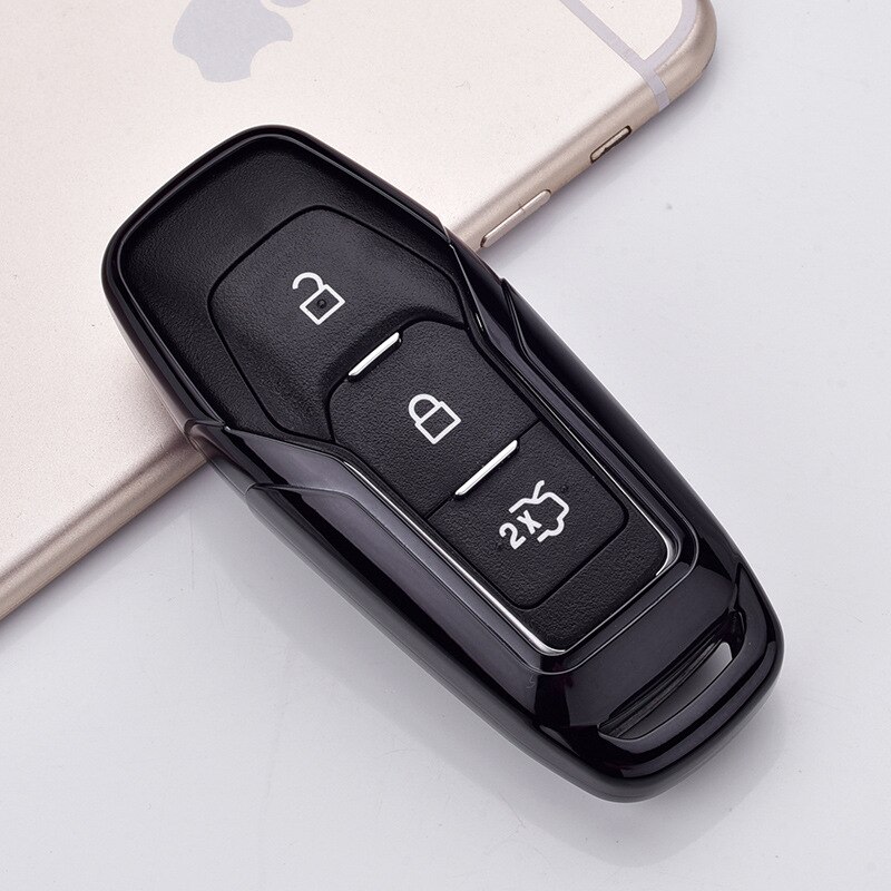 Tpu auto älykäs kauko-avainkotelo auto suojaava avain kuori kuori kansi ford edge mondeo mustang ford keys avaimenperä: Musta