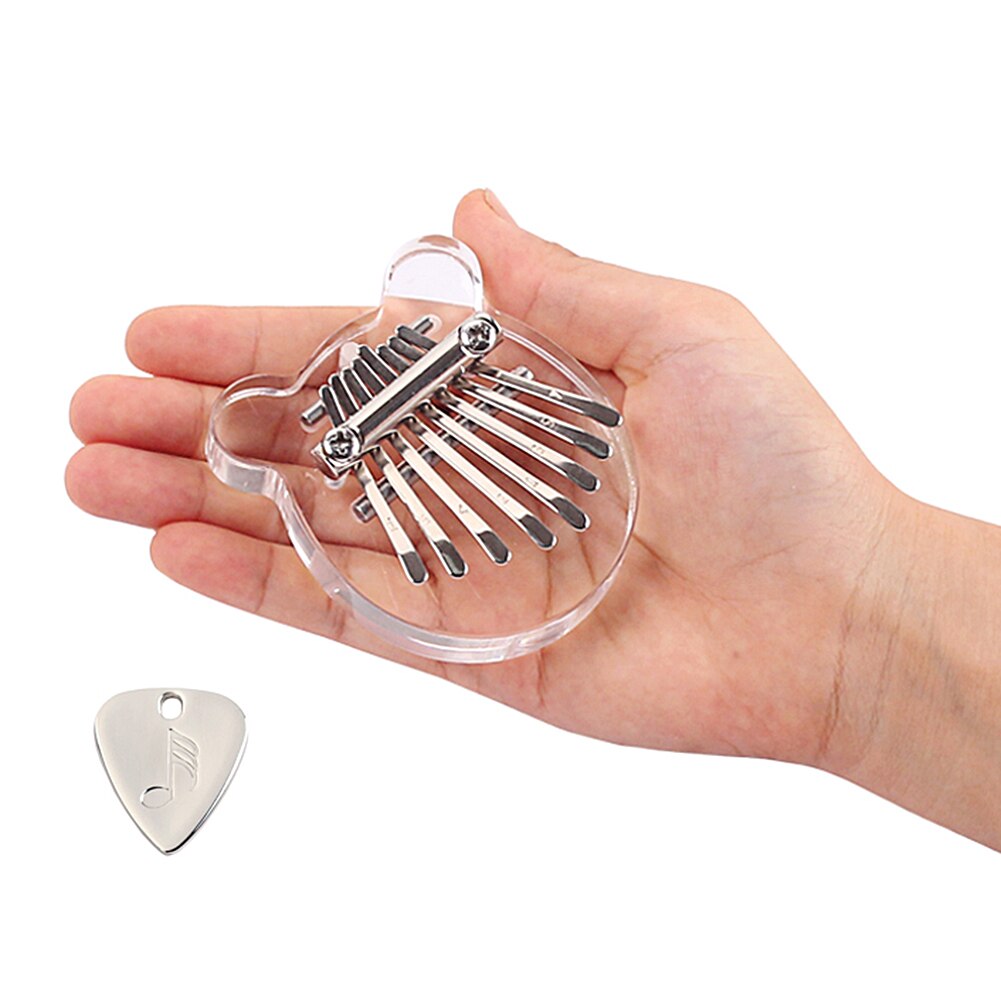 Mini Kalimba de 8 teclas Oreja de Gato, instrumento de música de pulgar transparente africano