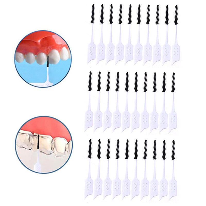 20Pcs/30 Stks/doos Interdentale Borstel Schoonmaak Tanden Gaten Oral Care Zachte Siliconen Hoofd Rager Goed Voor Tandvlees