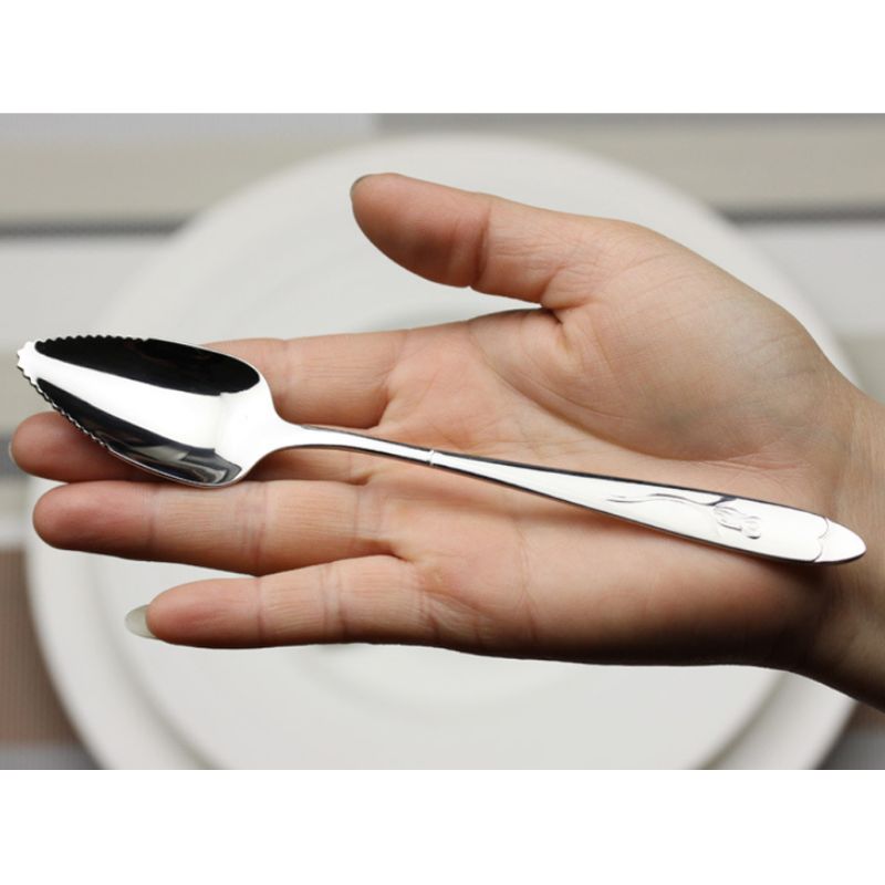 Stainless Steel Grapefruit Scraper Spoon Serrated Sawtooth Edge Long Handle Multi-functional Baby Food Prepare Tool