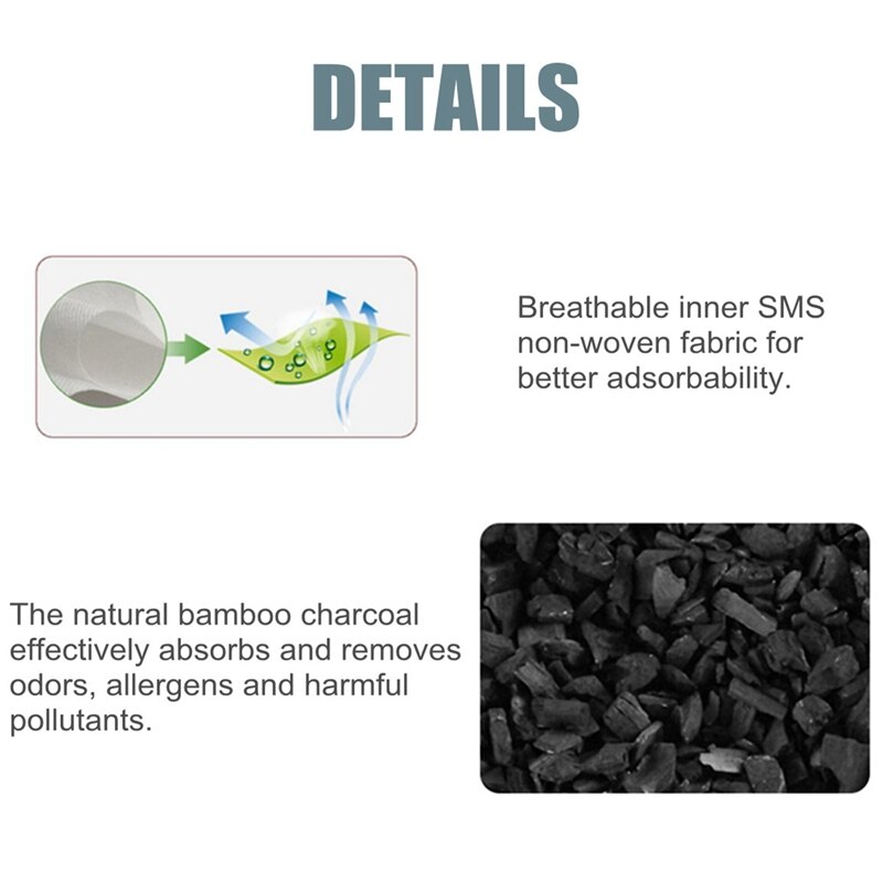 5Pcs Bamboo Charcoal Air Purifying Bags, 200G Activated Charcoal Bags Naturally Without Odor, Moisture