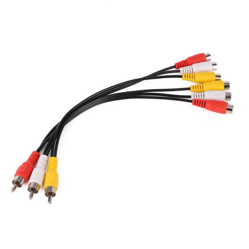 24 cm 3 RCA Stecker auf 6 Cinch-buchse Stecker Audio Video AV Kabel Adapter RCA Jack Splitter Kabel Verlängerung AV Kabel Für TV DVD