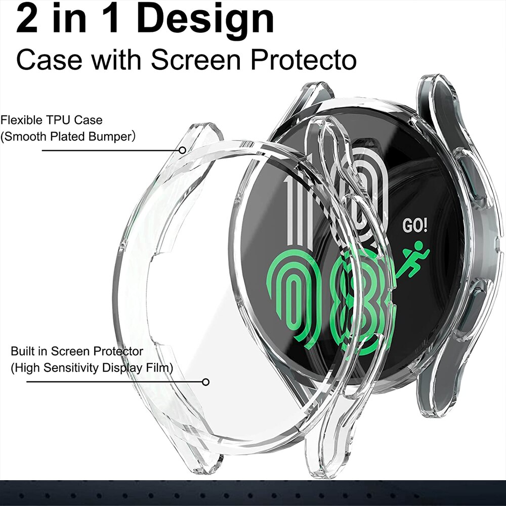 Coque antichoc pour Samsung Galaxy Watch 4, protection d'écran, PC tout autour, anti-rayures, 40mm 44mm