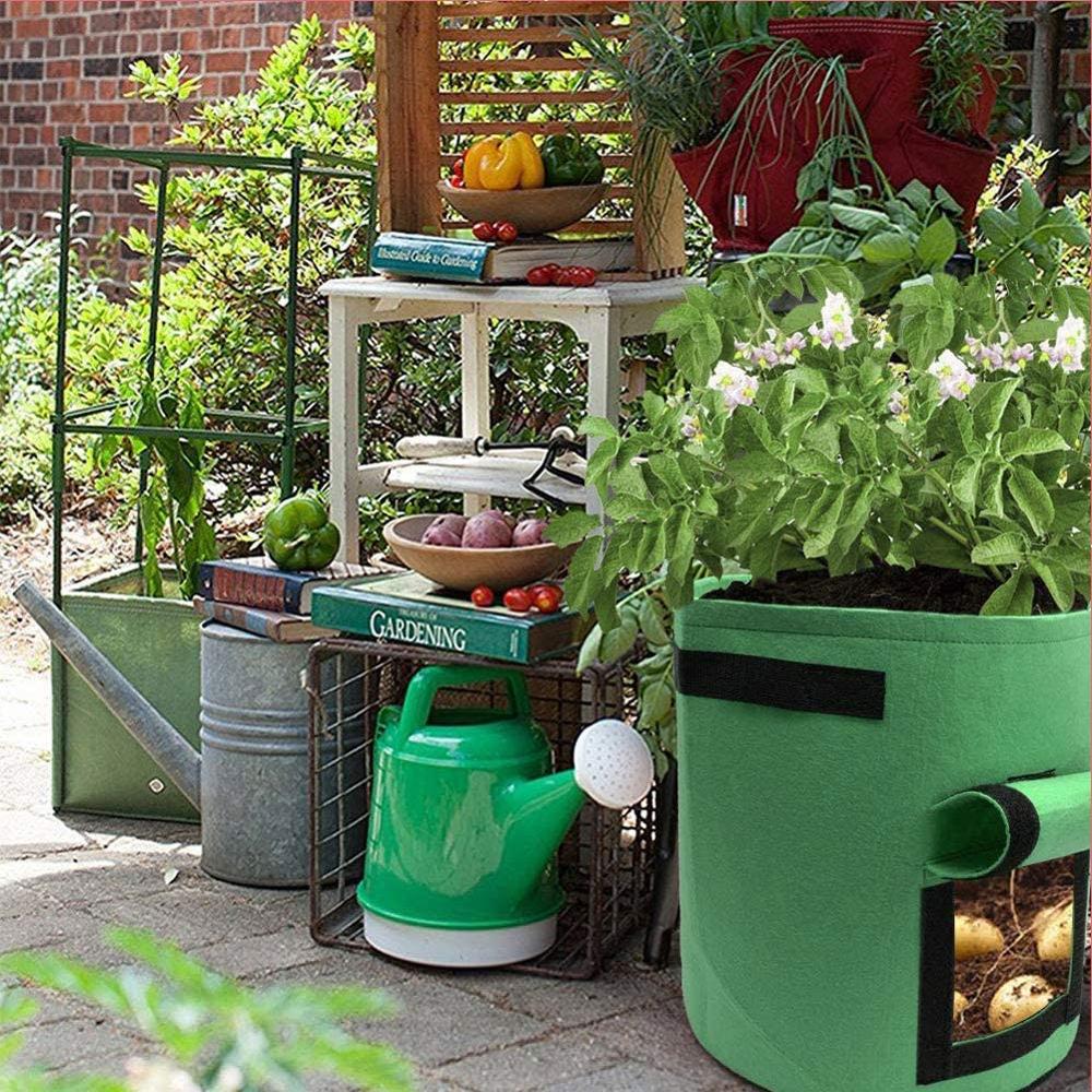 3 größe Anlage Wachsen Taschen hause garten Kartoffel topf gewächshaus Gemüse Wachsenden Taschen Feuchtigkeitsspendende jardin Vertikale Garten Tasche sämling: Grün(35x30cm(7gal)