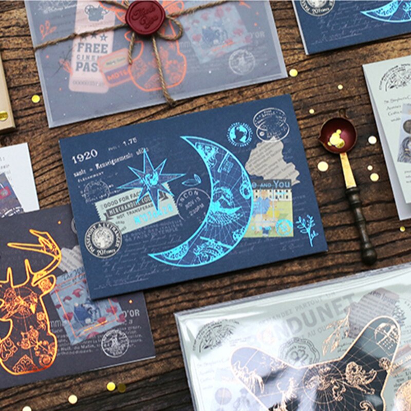 ERAL gold printing greeting card Set of 8 A, Retro greeting card, cards message card, Package US $9.8 Including freight