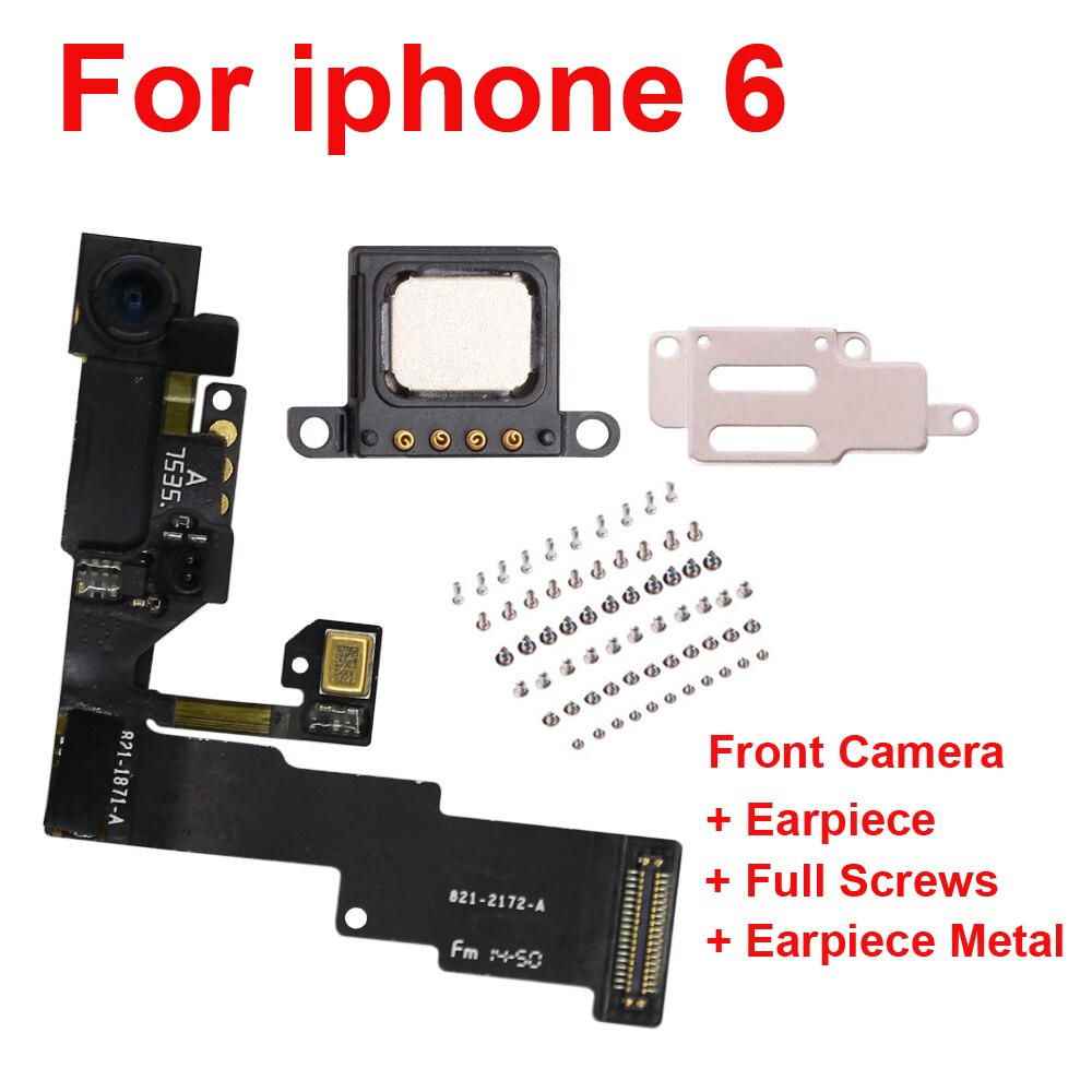 1 Juego de tornillos completos + auricular + metal + cámara frontal Sensor de proximidad derecho Flex con montaje de micrófono para iPhone5 5C 5S 6 6s 4,7 "y 5,5"