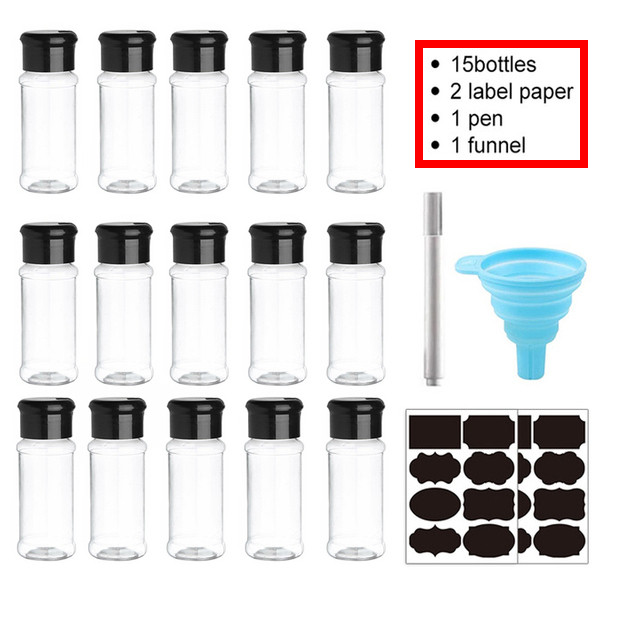 5/10/15/20PC Jars for spices Salt and Pepper Shaker Seasoning Jar spice organizer Plastic Barbecue Condiment Kitchen Gadget Tool: C