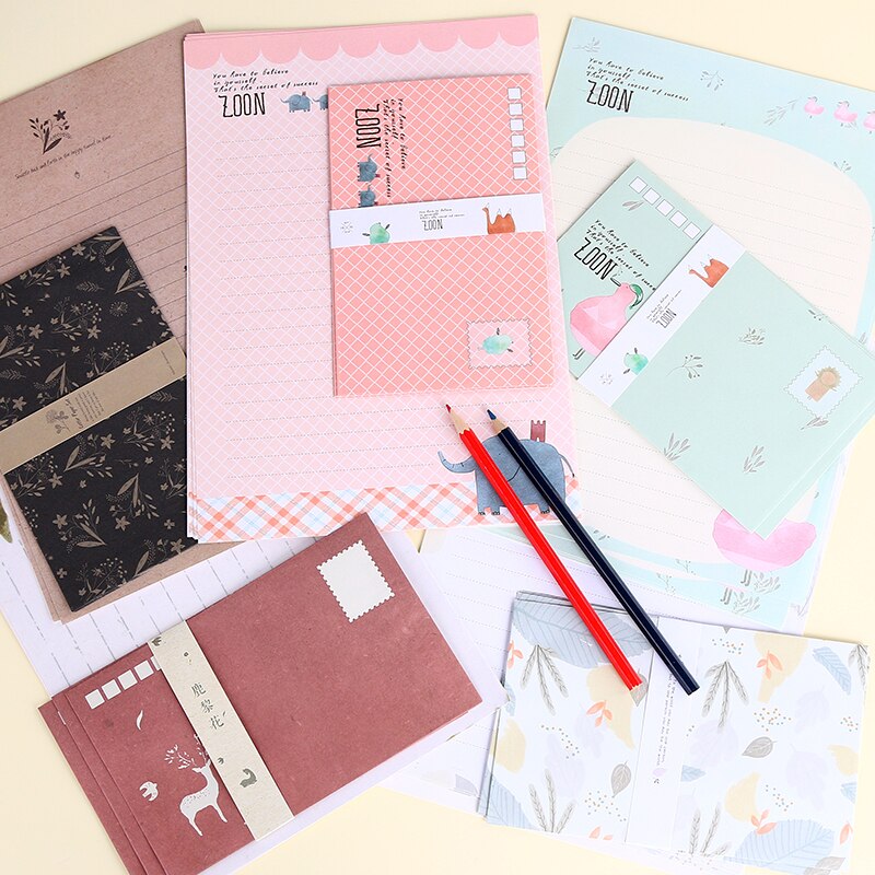 Creatieve Romantische Bloem Papier Envelop Suits Mooie Brief Schrijven Papier Enveloppen 1Set (6 Vellen Papier En 3 stuks Enveloppen)