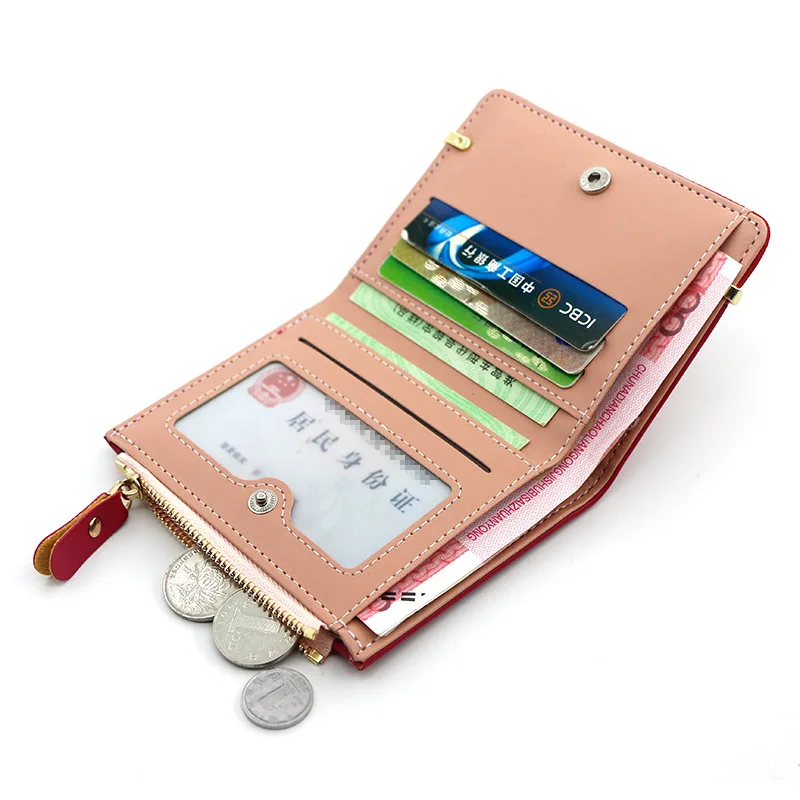 Damplånbok kort rosa myntväska plånböcker för kvinnor korthållare liten damplånbok kvinnlig hasp mini clutch för tjej