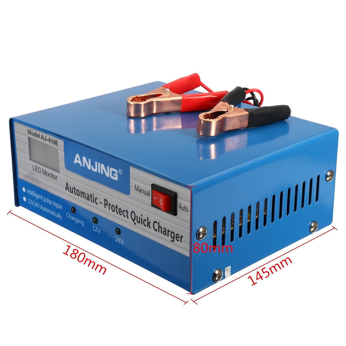 Cargador de batería inteligente para coche, reparación de pulso, protección automática completa, cargadores rápidos de 130V-250V, 200AH, 12/24V con adaptador